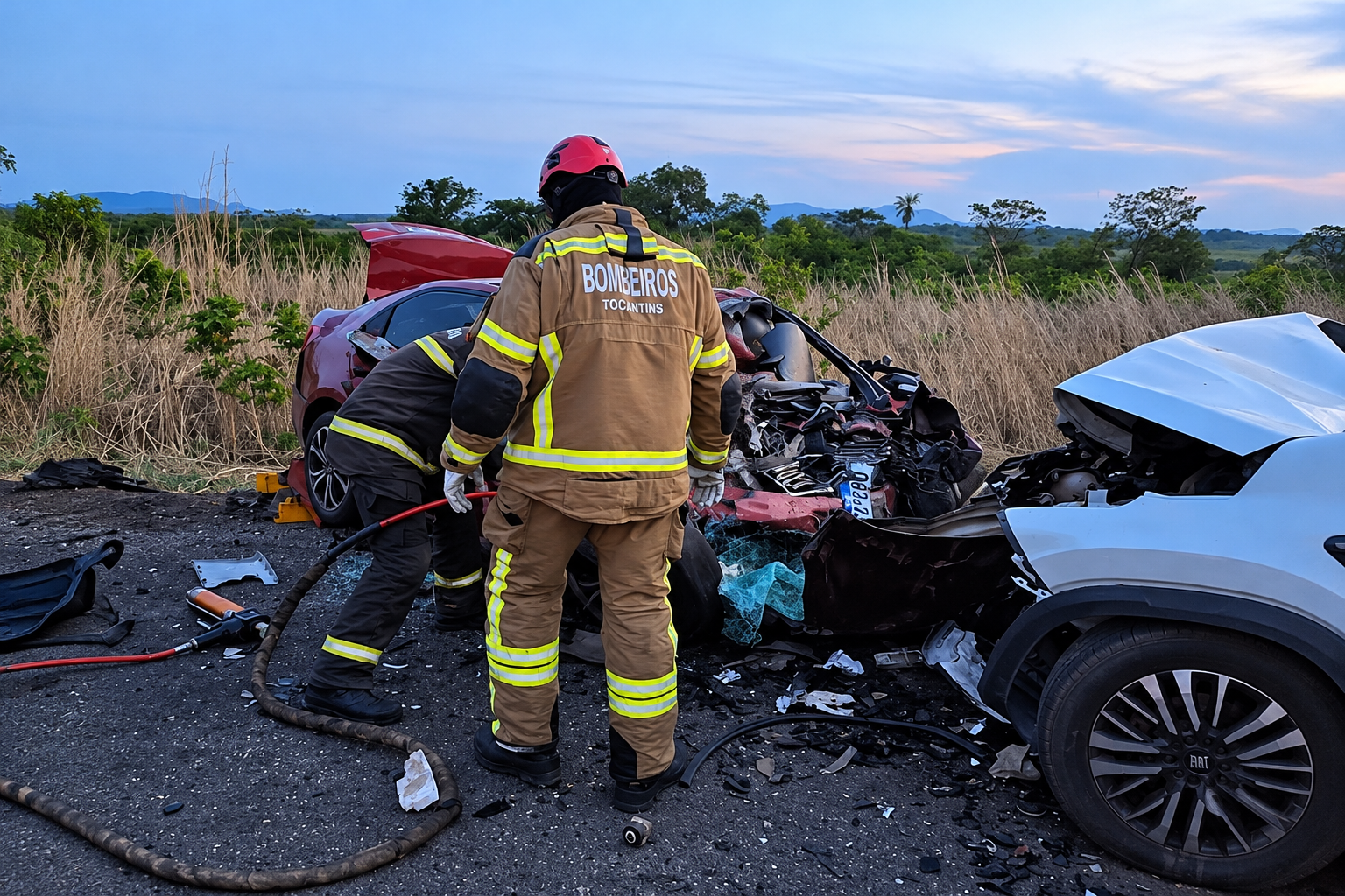Acidente entre caminhonete, carro e moto deixa quatro mortos e seis feridos graves na TO-040